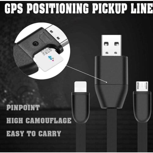 2 in1 USB Data Cable for Micro USB iPhone Charger Cable GPS Positioning Pickup Voice Actives Charging Line Locator Tracking Cord