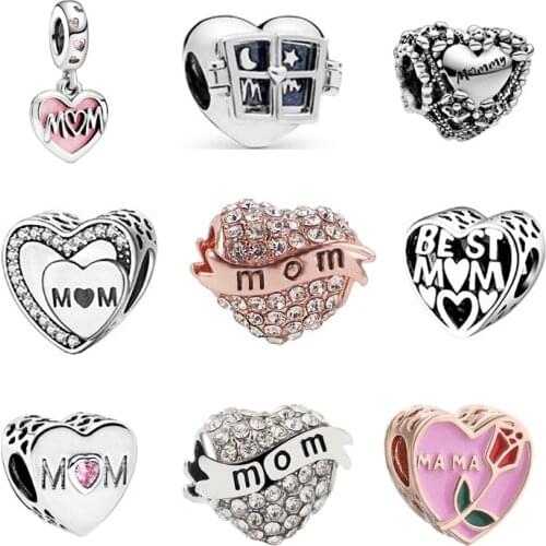 2021 NEW Mothers Day Pendant Love Beads Fit Original Pandora Charms Bracelet DIY Silver Color Jewelry Gifts Custom Made