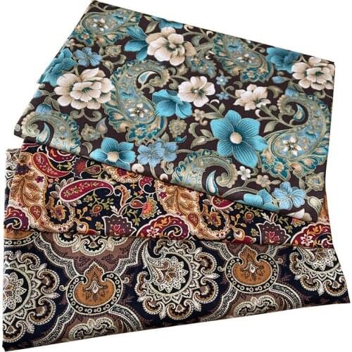 50x110Cm Vintage Pattern Cotton Flower Print Fabric Patchwork DIY For Sewing Handmade Clothes Tablecloth Home Deco By The Meter