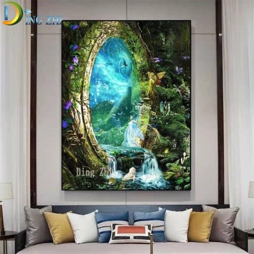 5D Square Round Diamond Painting Fantasy Waterfall Scenery Mosaic Set Diamond Embroidery Sale Elves Wall Decoration Cross Stitch