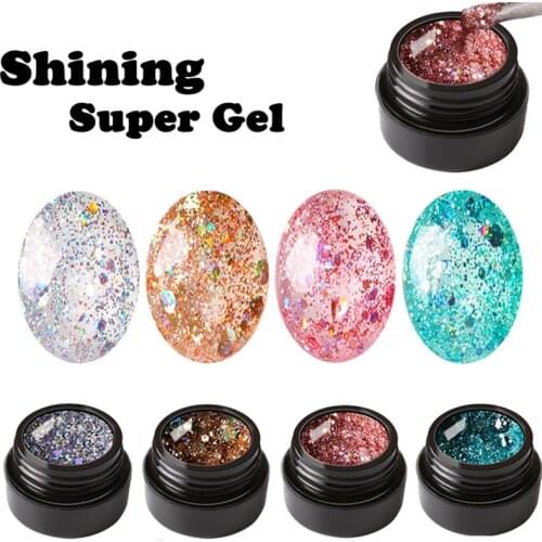 8ml Shining Super Nail Gel Holographic Glitter Professional LED Gel Nail Polish Varnishes Manicure Soak Off Enamel UV Polish