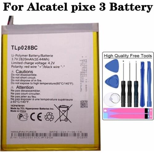 For Alcatel Tab pixe 3 Battery 2820mAh TLP028BC / TLp028BD Tablet Battery High Quality Batteries + Tools