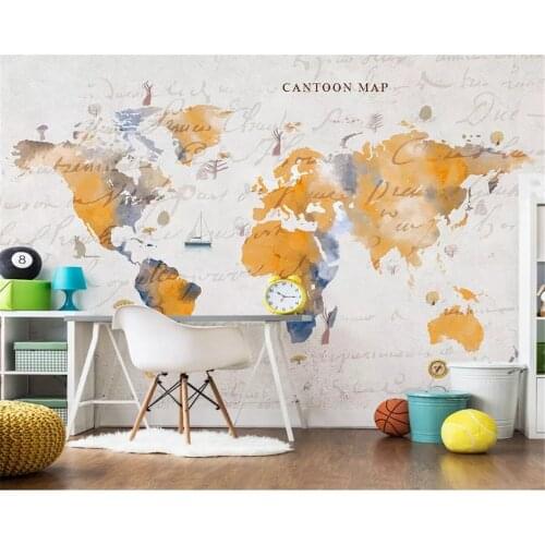 Beibehang Custom fashion modern stereo classic wallpaper American retro old art map background papel de parede papier peint