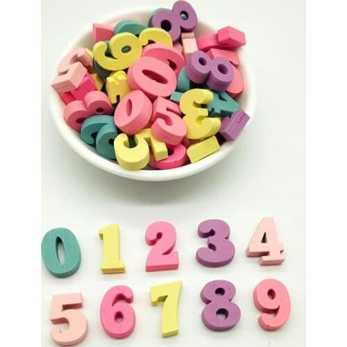 15MM Colorful Wood Initial letter A-Z/Arabic number 0-9 DIY Loose Bead for Child teaching/handmade decoration 50pcs y1209