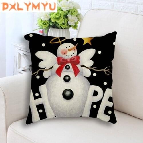 Pillowcases Merry Christmas Linen Cotton Pillow Case Sofa Decorative Cushion Cover Xmas Throw Pillow Covers Home Decoration