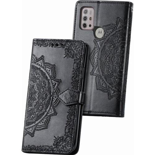 10Pcs PU Leather Wallet Flip Phone Cover TPU Case Mandala Pattern for MOTO Edge S G G50 G9 G8 E7 Power Plus Play G30 One Hyper