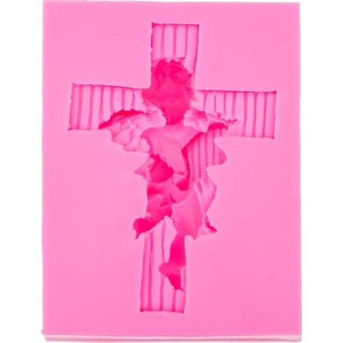 Angel on the cross Eco-friendly fondant polymer clay silicone mold DIY cake decoration tools fondant soap mould T0540