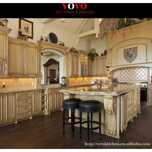 European all wood kitchen cabinet with big island in centre
