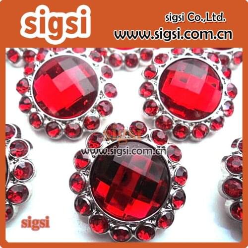Exquisite design Red acrylic rhinestone button for garment accessories