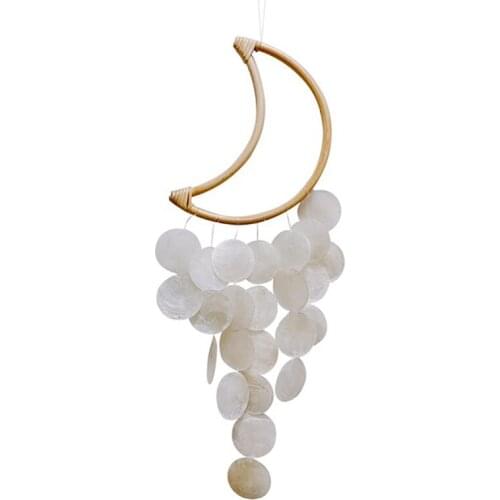 Natural Shell Wind Chime Moon Nordic Korean Style Hotel Dorm Home Office Nursery Decor Hanging Decorations