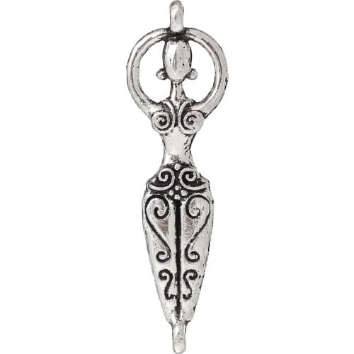 Connectors Findings Venus Of Willendorf Fertility Goddess Pregnancy Silver Color 43mm(1 6/8")x 12mm(4/8"),20 PCs