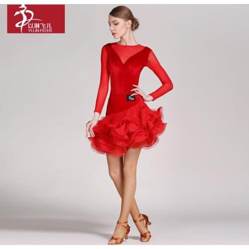 New fashion Women Latin Dance Costume Adult Samba Rumba Tango Latin Dance top+Skirt suits