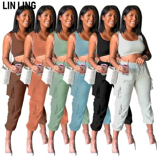 LINLING Womens 2 Piece Tracksuit Outfits Set Sweatsuits Bra and Sweatpants Set Jogger Outfit Crop Top Sets