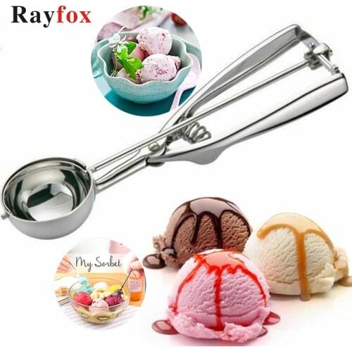Kitchen Accessories Ice Cream Potato Scoop Stainless Steel Fruit Spoon Spring Handle Candy Bar Watermelon Jelly Kitchen Gadgets