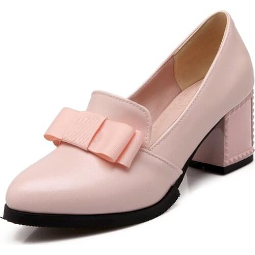 Big SizeFashion simple pointed bow single shoes ladies high heels women shoes woman pumps