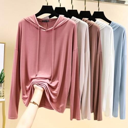 Summer Modal Sweatshirts Hooded Long Sleeve Ladies Hoodie Top Tees Women Thin Soft Long Sleeves Plus Size