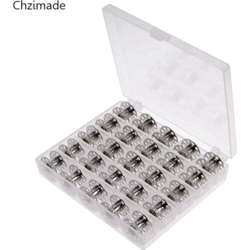 Lychee Life 25Pcs Bobbin Spool Metal Case with 25 Grid Storage Case Box for Brother Janome S N7T8 Diy Sewing Machine Accessories