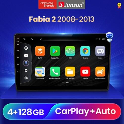 Junsun V3 Qualcomm Voice Control Android 10.0 Car Radio Multimedia Player For Skoda Fabia 2 2008-2013 Autoradio Stereo 2Din dvd
