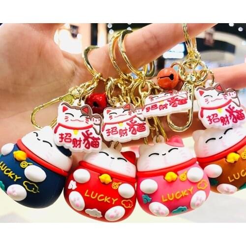 Cartoon stereo key fopper pendant female New Year money cat keychain pendant bag bag pendant female