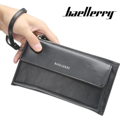Baellerry New Wristband Men Wallet Brand Designer Long Wallet Male Synthetic Leather Man Clutch Purse High Quality Big Capacity