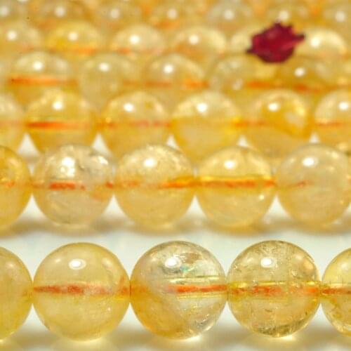 Natural Yellow Citrine Crystal Smooth Round Beads Beads Wholesale Loose Gemstones Semi Precious Stones Jewelry Making Diy Strand