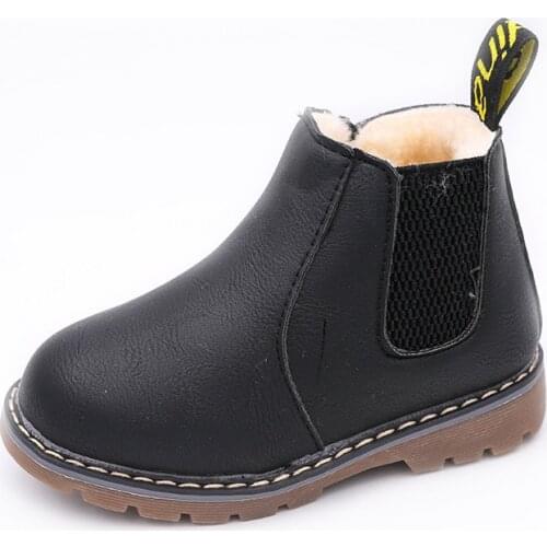 New Childrens Boots Fur Lined Boys Girls Middle Tube Side Zipper Short Ankle Snow Boots Winter Shoes Kids Baby Martin Booties