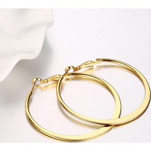 New N925 round yellow circle earrings E949-A large ring ladies earrings simple sterling Silver color jewelry