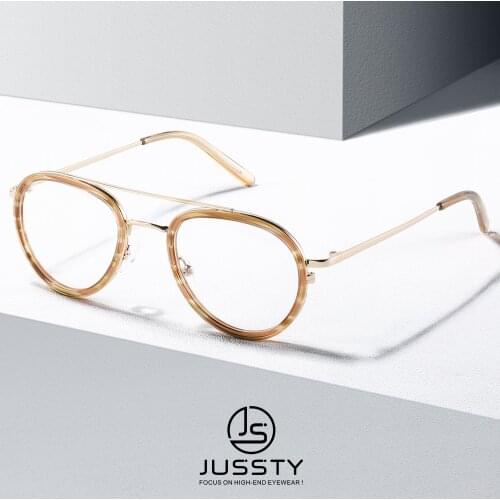 Fashion Myopia Prescription Eyeglasses Frame Male Round Aviation Optical Glasses Frame Men Vintage Acetate Spectacles Brand 2021