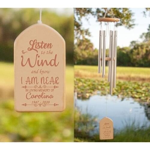 Personalized Memorial Gift Wind Chime Listen and know i am near Pet Sympathy Gift Remembrance Outside Garden Yard Porch Patio