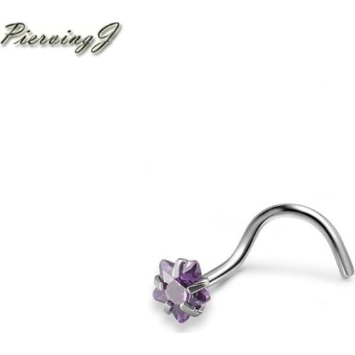 PiercingJ Stainless Steel 20Ga Nose Studs With 3mm Cubic Zirconia Star Fashion Nose Ring Piercing Jewelry