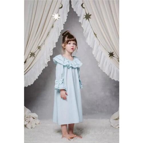 Childrens Sleepwear Lace Sweet Ruffles Girls Pajama Pijama 30% Silk Comfortable Kids Nightdress Baby Girls Night Gown
