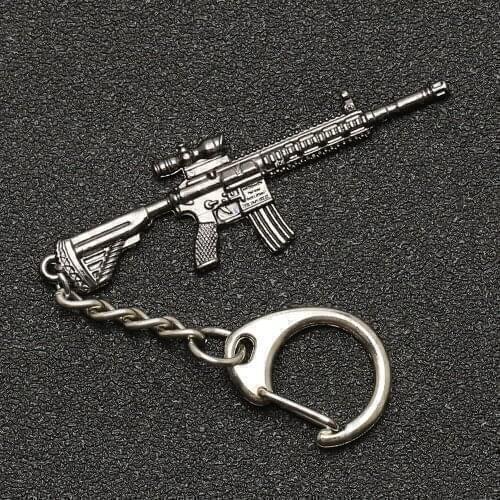 PUBG Keychain M416 AKM SCAR AWM M24 Kar98k VSS Backpack Armor Helmet Pan Flare Gun Keyring Key Chain Ring Army Jewelry Wholesale