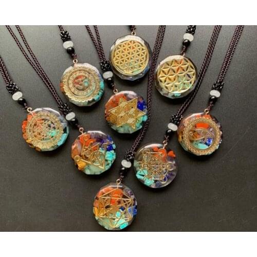 Retro Colorful Chips Natural lapis Amethysts Stone Chakra Orgone Energy beads Pendulum Amulet Reiki Healing Pendant Necklace 1pc