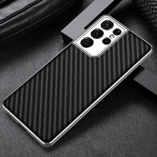 Luxury Leather Case for Samsung S21 Ultra S21 Plus 5G Cover Vintage Plating Texture Hard Protective Shell for Galaxy S21 Case