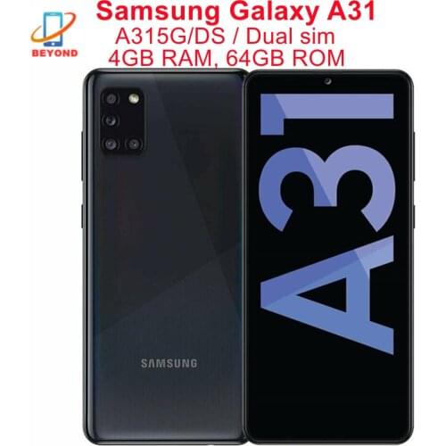 Samsung Galaxy A31 A315FD Dual SIM Global Version 6.4" 4GB RAM 64GB ROM Octa Core 4 Camera NFC Original 4G LTE Cell Phone