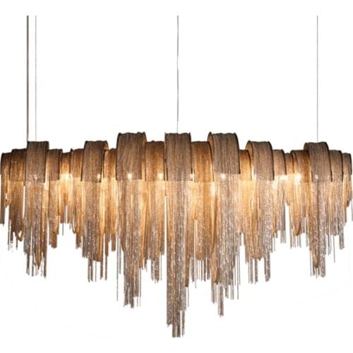 Modern Luxury Tassel Led Chandelier Silver Gold Aluminum Chain G9 Chandelier Lamp Lamparas Lustre New Design Hanglamp