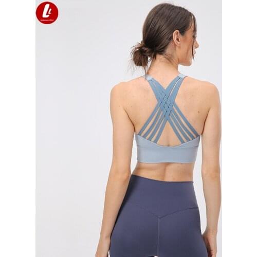LULUBANANA Crisscross Strap Sports Bras Workout Tops Women Hit Color Wireless Exercise Fitness Plus Size Bras Athletic Brassiere