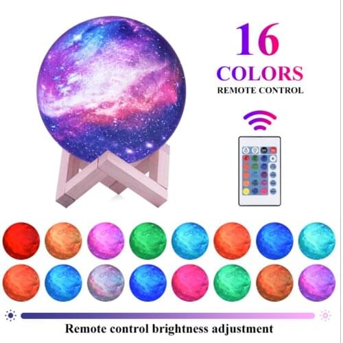 3D Printing Moon Lamp Galaxy Moon Light Kids Night Light 16 Color Change Touch and Remote Control Galaxy Light as Gifts