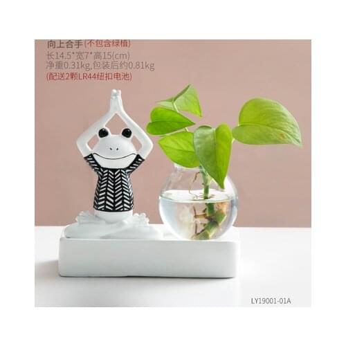 Vase flowers yoga frog creative water plant vases glass transparent pendulum indoor plant small fresh dining table
