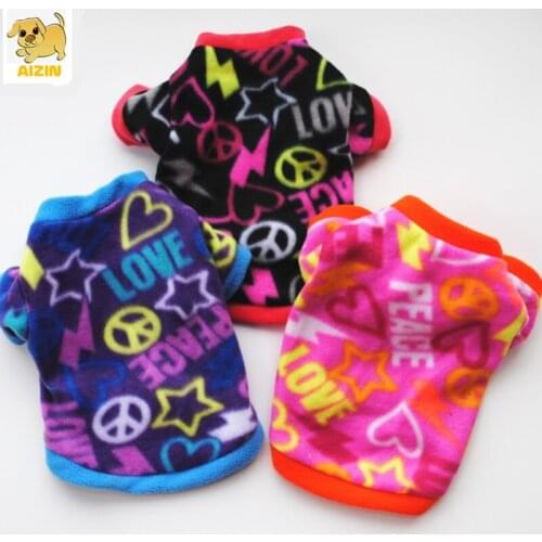 2020 Soft Warm Dog Fleece Coats Soft Cotton Wear Autumn Winter Clothes Colorful Printed Pets Coat Small Puppy Chihuahua Supplier