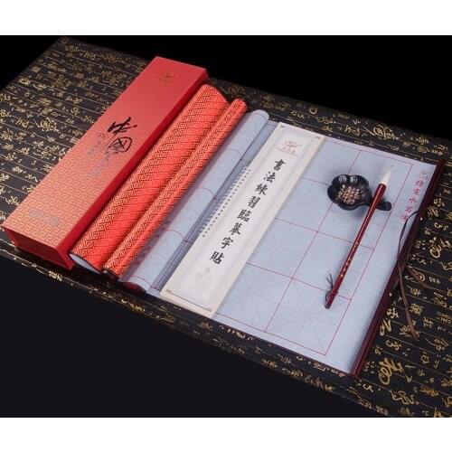 High Grade Chinese Water Writing Cloth Scroll Adult Calligraphy Practice No Ink Magic Copybook Set Chinese Axis with Gift Boxes