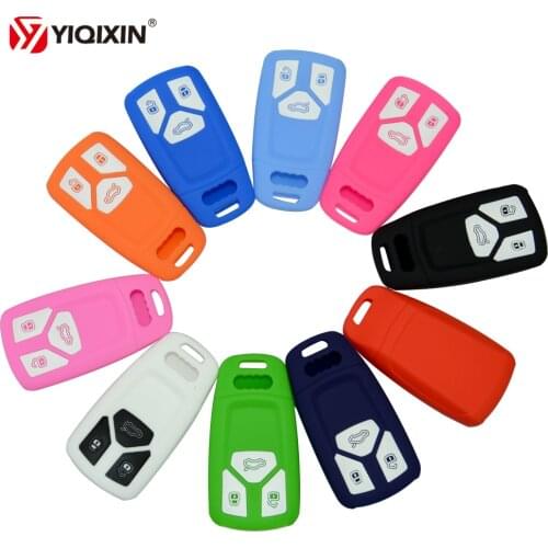 YIQIXIN For Audi A4 Allroad B9 Q5 Q7 QT TT TTS A4L Silicone Rubber Remote Car Key Shell Protector Cover 3 Button Key Holder Case