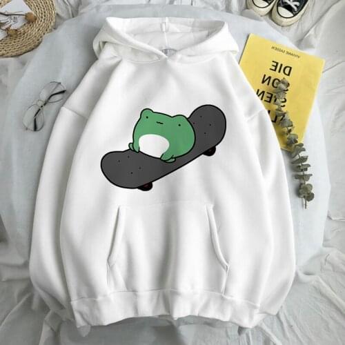 2021 Autumn Cute Skateboard Frog Dinosaur Print Sweatshirt Women Hoodies Harajuku Pullover Long Sleeve Korean Oversized Hoodie