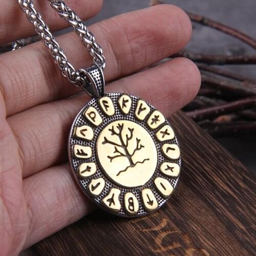 Vikings Jewelry Tree of Life Silver Color Chain Necklaces for Women Stainless Steel VIKING rune Necklace Jewelry cadenas mujer