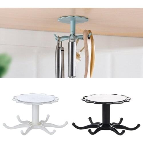 1 Pcs Free Perforated Home Kitchen Hook Kitchen Wall Storage Rack Rotation Hook Spatula Spoon Kitchenware Storage Rotary Hook