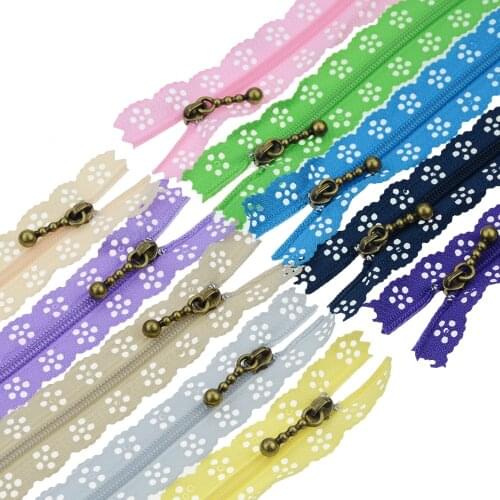 10pcs/lot 20/25/30/35cm Random Color Zippers Lace Nylon Finish Zipper for Sewing Wedding Dress