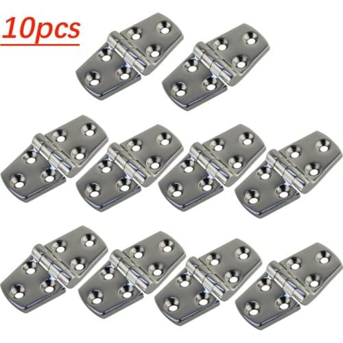 10PCS High Quality Stainless Steel 316 Boat Strap Hinge 6 Holes Deck Door Hatch Locker Strap Hinge FOR Marine Hardware 38*76mm