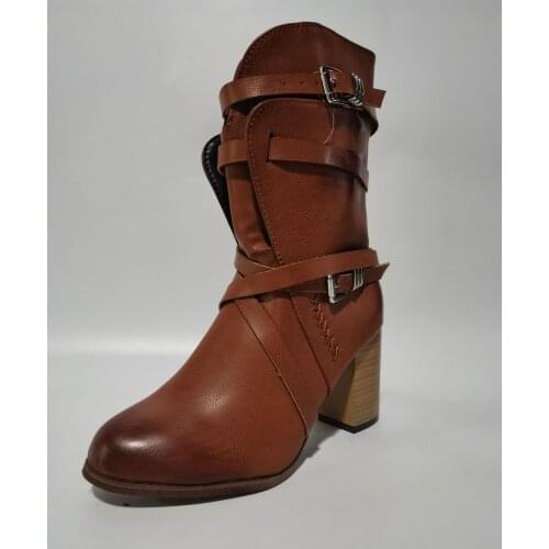 2021 Autumn and Winter New Fashion Martin Boots Retro All-match Square Toe Thick Heel Lace-up Female Short Boots