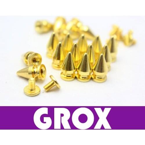 7mm*13mm Gold Conical Metal Screw Back Spike Studs Punk Rock Rivets Nailheads Free Shipping Wholesale High Quality