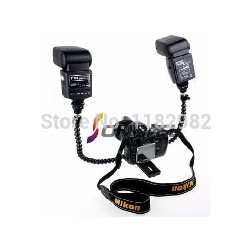 Photo Studio Accessories Flexible Dual Arm Dual-shoe Flash Bracket For Macro Shot DSLR Ca@on Ni@on Fujifilm